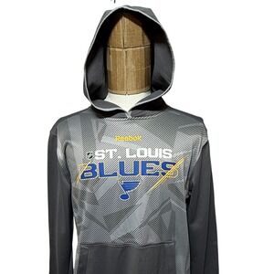 St Louis Blues Hoodie Mens Medium Gray Blue NHL Center Ice Hoodie PlayDry Reebok